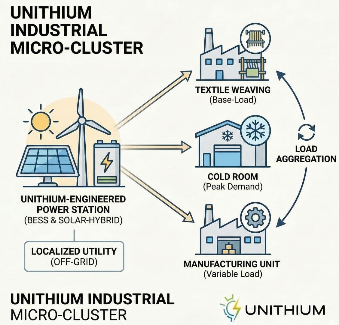 An industrial solar microgrid powering a manufacturing cluster in Nigeria